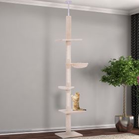 102" Adjustable Height Floor to Ceiling Cat Tree (Option: Beige-435x360x280 mm)