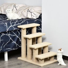 25" 4-Step Multi-Level Carpeted Cat Scratching Post Pet Stairs (Option: Cream White-630x150x420 mm)