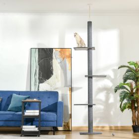 Floor-to-Ceiling Cat Tree Cat Climbing Tower with Sisal-Covered Scratching Posts Natural Cat Tree Activity Center for kittens Cat tower furniture (Option: Dark Grey-580x290x280 mm)