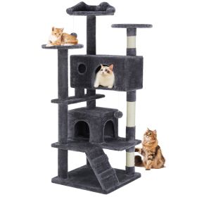 Large Cat Tree Tower, 80 Cat Tree  Large Cats, Multi Level With Scratching Post, Cozy Cat Jumping Platform Space, Grey (Option: 62)